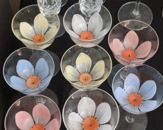 Set of HandPainted Floral Coupe Glasses second image
