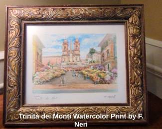 Trinit dei Monti Watercolor Print by F. Neri