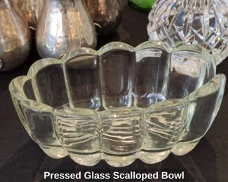 Pressed Glass Scalloped Bowl