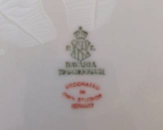 Bavaria Tirschenreuth Decorated in Own Studios Floral Dinner Plates with Cobalt Blue Rim and Gold Trim second image