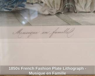 s French Fashion Plate Lithograph  Musique en Famille second image