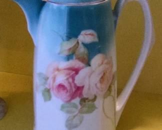 HandPainted Porcelain Chocolate Pot with Roses