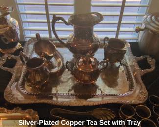 SilverPlated Copper Tea Set with Tray