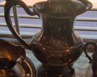 SilverPlated Copper Tea Set with Tray fifth image