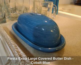 Fiesta Extra Large Covered Butter Dish  Cobalt Blue