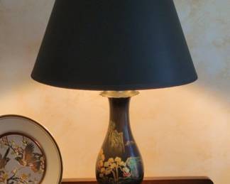 Chinoiserie Toleware Table Lamp with Scenic Motif