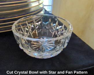 Cut Crystal Bowl with Star and Fan Pattern