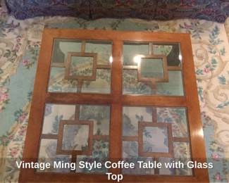 Vintage Ming Style Coffee Table with Glass Top third image