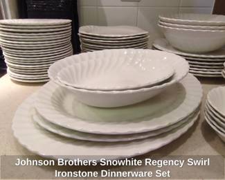 Johnson Brothers Snowhite Regency Swirl Ironstone Dinnerware Set fifth image