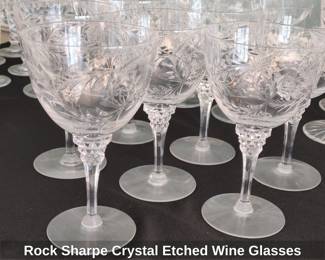 Rock Sharpe Crystal Etched Wine Glasses second image