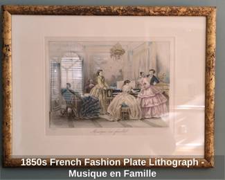 s French Fashion Plate Lithograph  Musique en Famille