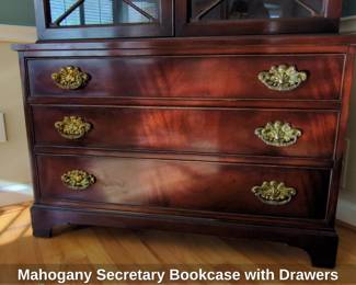 Mahogany Secretary Bookcase with Drawers third image