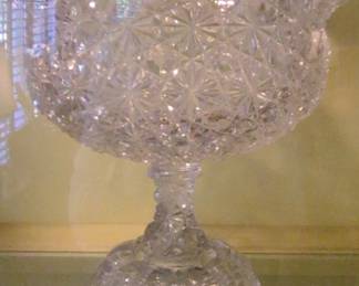 American Brilliant Cut Glass Punch Bowl with Stand
