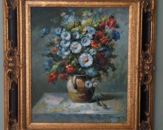 Floral Still Life Oil Painting by T. Denver