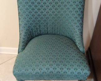 Teal Fan Pattern Upholstered Dining Chair