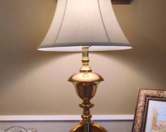Stiffel Brass Tripod Table Lamp with Bell Shade