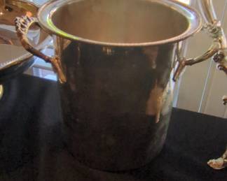 Silver Plated Ice Bucket with Lion Head Handles and Rope Border