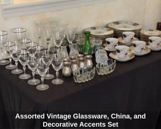 Assorted Vintage Glassware, China, and Decorative Accents Set