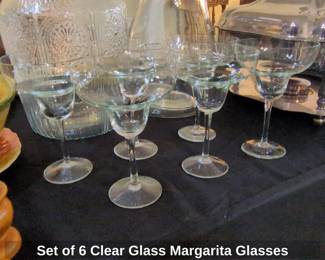 Set of Clear Glass Margarita Glasses