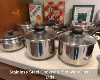 Stainless Steel Cookware Set with Glass Lids