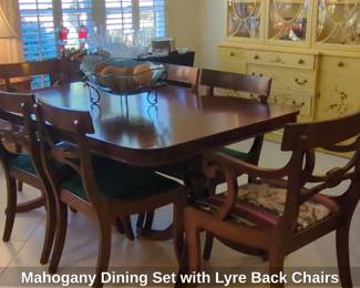 Mahogany Dining Set with Lyre Back Chairs