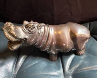 Vintage Bronze-Cast Hippopotamus