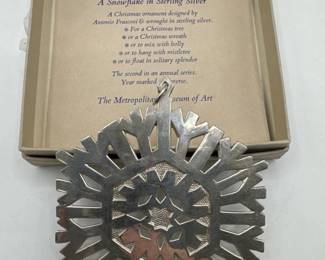 1972 Metropolitan Museum of Art Sterling Silver Snowflake Ornament