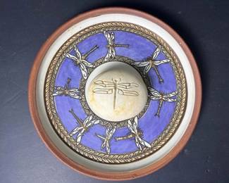 153 dragonflymotifhandmadepotteryplates
