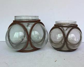 530 pairofencasedhandblownglassjarswi