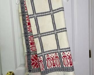 075 vintagewovenblanketwitheuropeanfolk