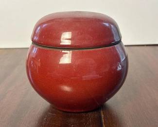 433 redglazedceramicliddedjar