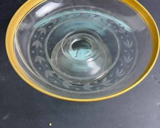 381 clearglasscompotepedestaldishgolde