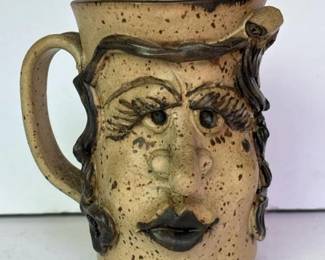 528 handmadeuniquestonewarefacemugsigne