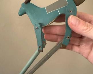 314 vintagewoodengallopinghorsesticktoy