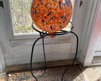 497 handblownglassgazingballwithirons