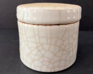 179 crackleglazeceramicliddedjarvintage