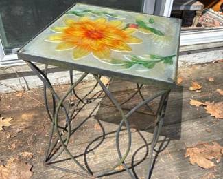 263 decorativesunflowerandhummingbirdgla