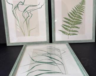 195 setof3jansakenhandprintedbotanic