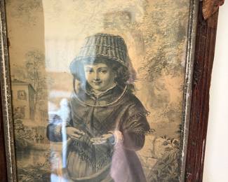 Tramp art Frame and Pic