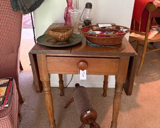 Antique side Table,Skaters oil lamp