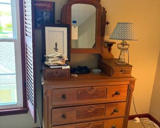 Antique Tall Chest with Mirror