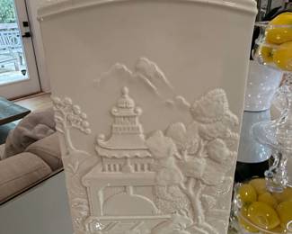 White Porcelain Vase with Embossed Landscape and Figures  Lenox second image