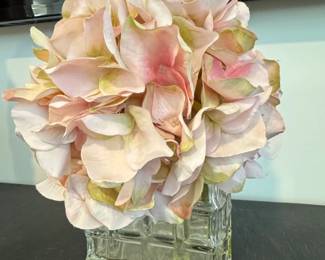 Artificial Hydrangea Arrangement in Glass Vase second image