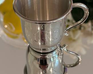 Sterling Silver Baby Cup with Monogram  Reed  Barton Francis I