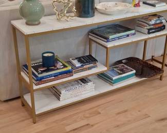 Modern Console Table with Mirrored Top and Acrylic Legs