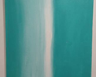 Teal and White Abstract Canvas Painting