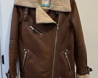 Avec Les Filles Faux Shearling Lined Moto Jacket