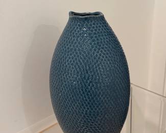 Blue Dimpled Ceramic Vase