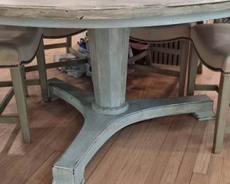 Round Pedestal Dining Table with Tapered Legs