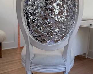 Louis XVI Style Accent Chair with Sequin Back second image
